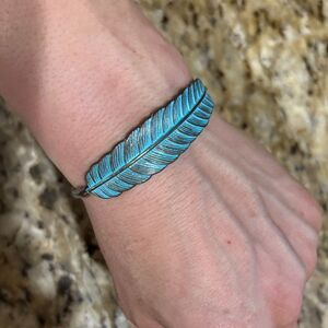 Blue and Silver Feather Bracelet
